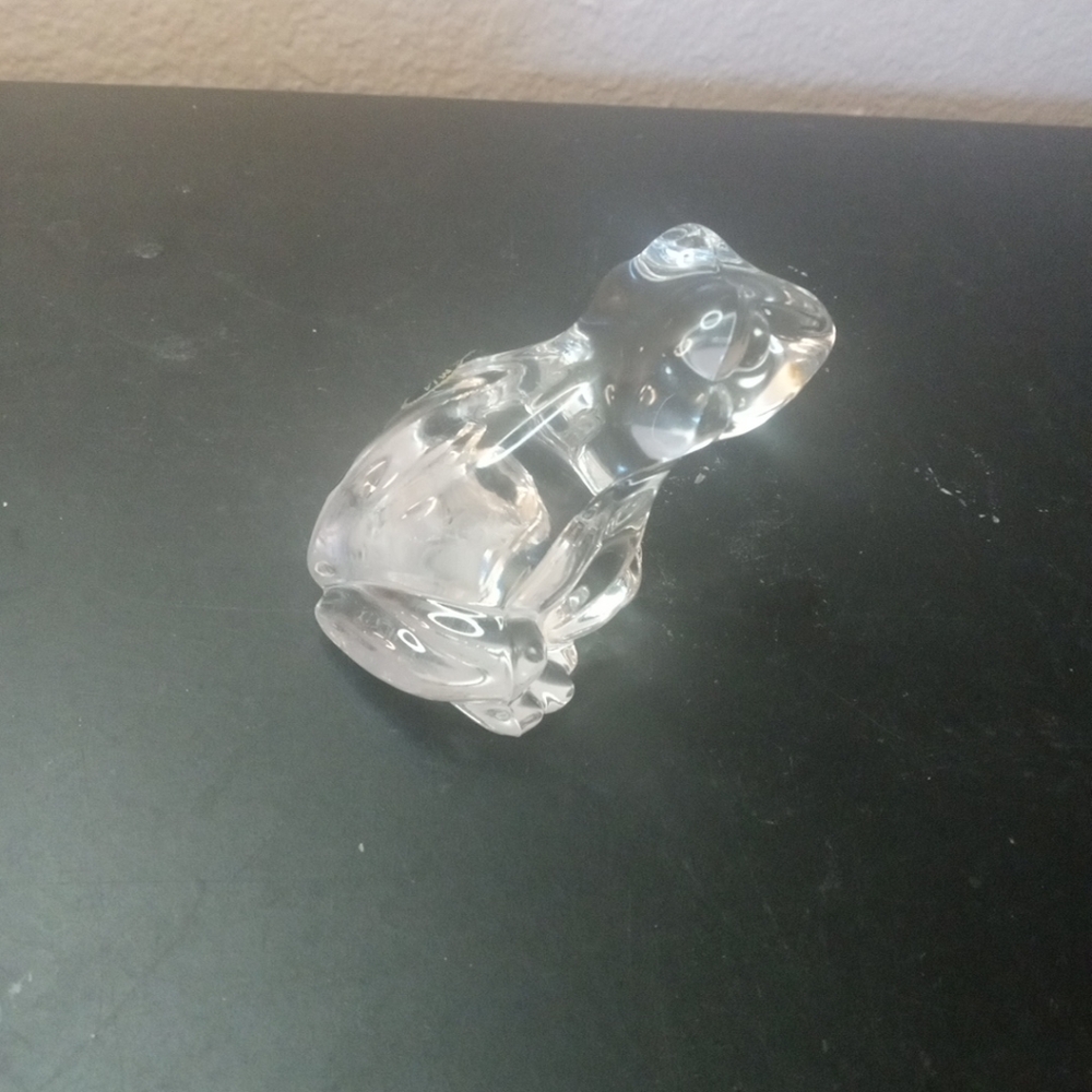 EXQUISITE NEW Bohemia Czech Clear Glass 4" Frog Figurine